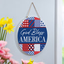American Classic Stars & Stripes Wood Door Decor, "God Bless America", 18"