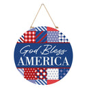 American Classic Stars & Stripes Wood Door Decor, "God Bless America", 18"