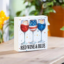 Red White & Bloom Sign Wood Block, Red Wine & Blue, 6"x6"