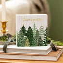Shades of Emerald Sign Wood Block, "Seasons Greetings", 6"x6"