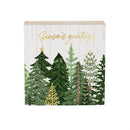 Shades of Emerald Sign Wood Block, "Seasons Greetings", 6"x6"