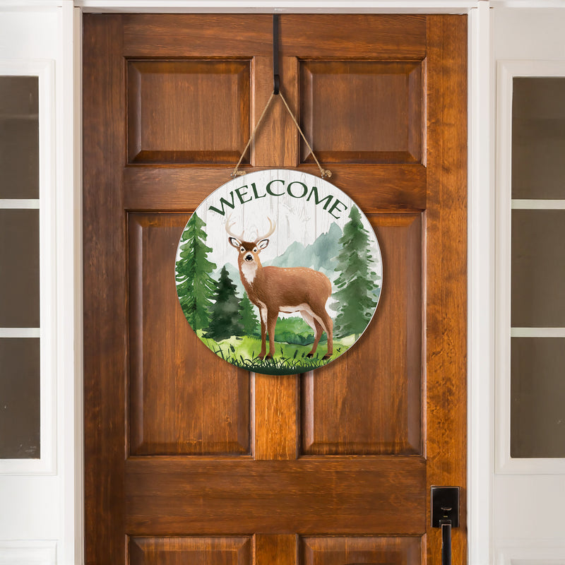 High Country Wilderness Wood Door Decor, Deer, 18"