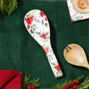 VivaStyle Poinsettia Bliss Spoon Rest, Wood Spoon Rest, 10.25"L