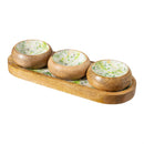 VivaStyle Veranda Garden, 3-Section Wood Server with Bowls, 13"L