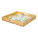VivaStyle Veranda Garden Square Wood Serving Tray with Handles, Nested Set of 2