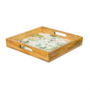 VivaStyle Veranda Garden Square Wood Serving Tray with Handles, Nested Set of 2