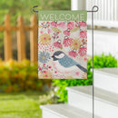 Pastel Doodles Chickadee Suede Garden Flag