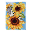 Sunflower Chickadees Suede Garden Flag