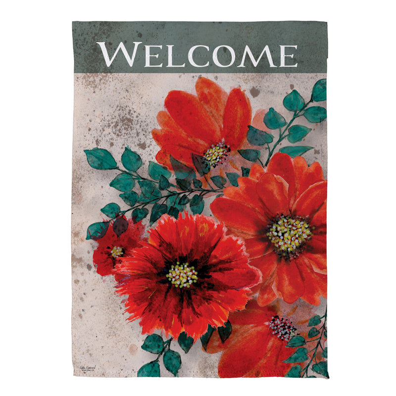 Royal Red Poppy Suede Garden Flag