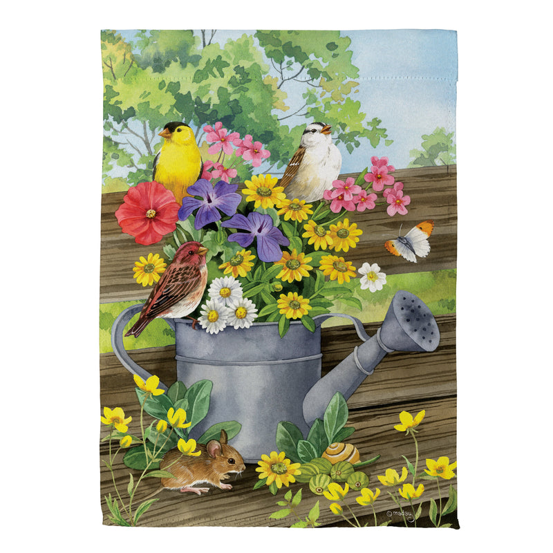 Watering Can Bunch Suede House Flag