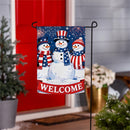 Patriotic Snowman Trio Suede Flag Garden