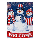 Patriotic Snowman Trio Suede Flag Garden