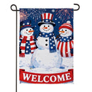 Patriotic Snowman Trio Suede Flag Garden