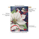 Chickadees With Poinsettia Suede Flag House