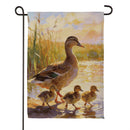 Mother Duck & Ducklings Suede Flag Garden