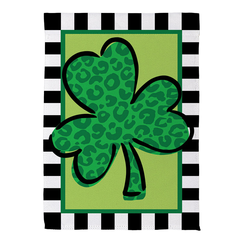 Patterned Shamrock Suede Garden Flag
