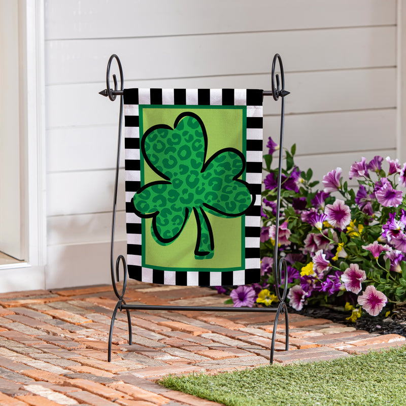 Patterned Shamrock Suede Garden Flag