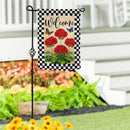 Welcome Red Geranium Check Suede Flag Garden