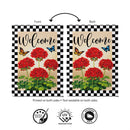 Welcome Red Geranium Check Suede Flag House