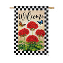 Welcome Red Geranium Check Suede Flag House