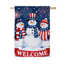 Patriotic Snowman Trio Suede Flag House