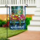Floral Window Box Suede Flag Garden