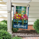 Floral Window Box Suede Flag Garden