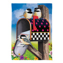 Delivery Chickadees Suede Garden Flag