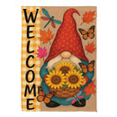 Welcome Sunflower Gnome Suede Flag House