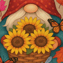 Welcome Sunflower Gnome Suede Flag House