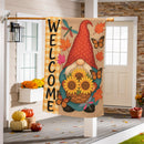 Welcome Sunflower Gnome Suede Flag House