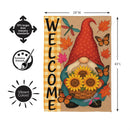 Welcome Sunflower Gnome Suede Flag House