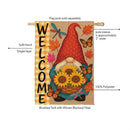 Welcome Sunflower Gnome Suede Flag House