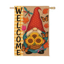 Welcome Sunflower Gnome Suede Flag House