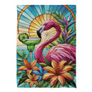 Stained Glass Summer Flamingo Suede House Flag