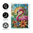 Stained Glass Summer Flamingo Suede House Flag