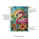 Stained Glass Summer Flamingo Suede House Flag