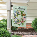 Welcome Butterfly Garden Wreath Suede Garden Flag Garden