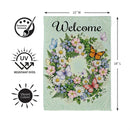 Welcome Butterfly Garden Wreath Suede Garden Flag Garden