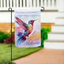 Watercolor Hummingbird Suede Garden Flag