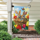 Basket Of Bunnies Suede Flag Garden