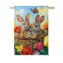 Basket Of Bunnies Suede Flag House