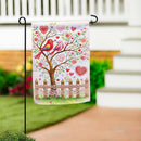 Lovebirds in Bloom Suede Garden Flag Garden