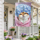 Hydrangea Cat Suede Flag House