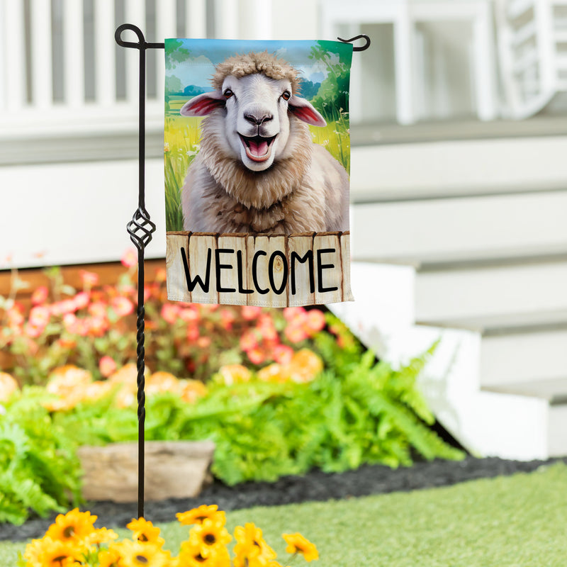 Happy Sheep Suede Garden Flag