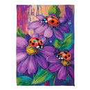 Zinnia & Ladybugs Suede Garden Flag