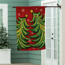 Twin Christmas Trees Suede Flag House