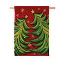 Twin Christmas Trees Suede Flag House