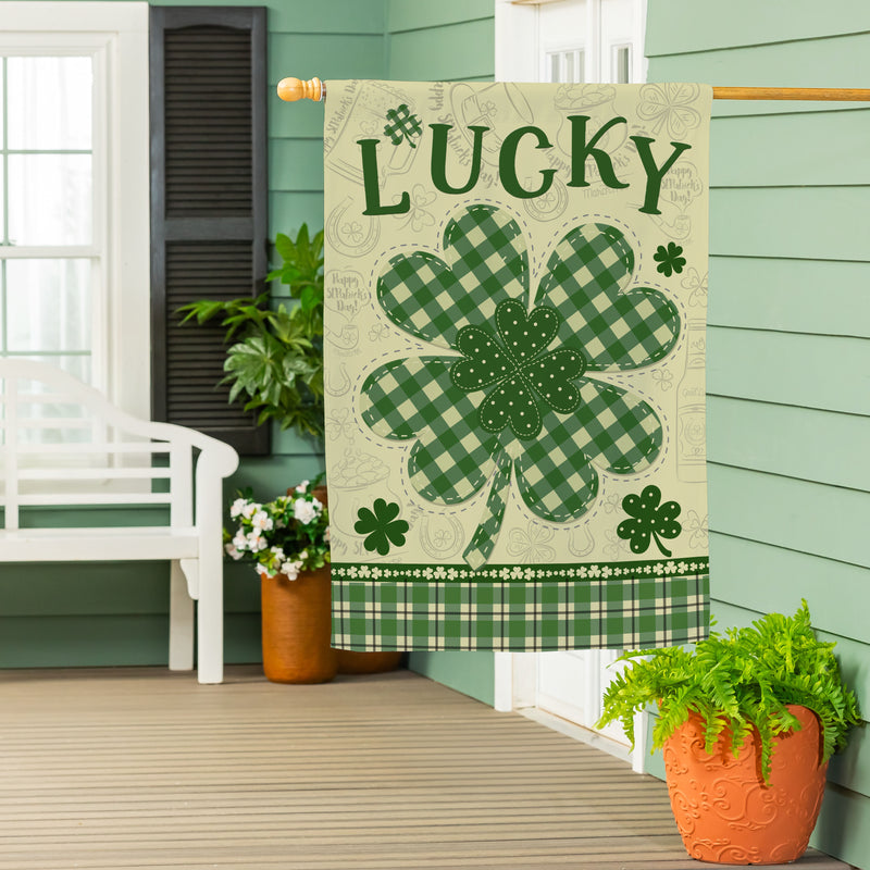 Lucky Clover Suede House Flag