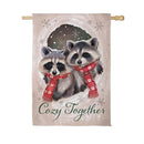 Winter Grove Raccoons Suede Flag House